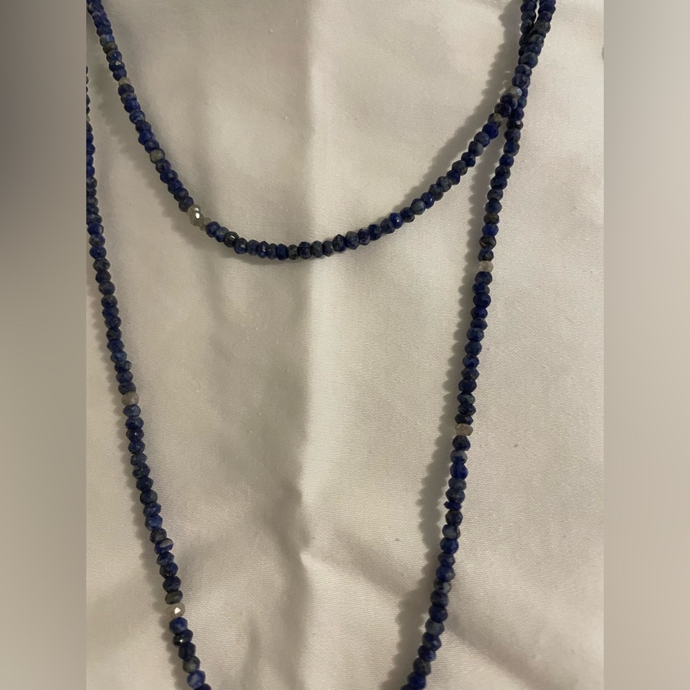 Navy beaded and crystal necklace